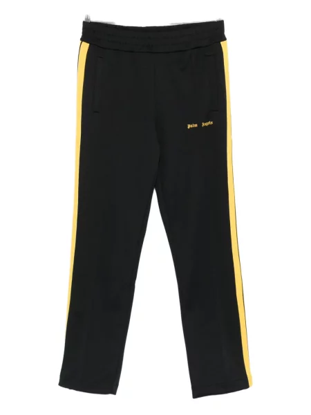 Pantaloni Palm Angels cu broderie cu dungi negru