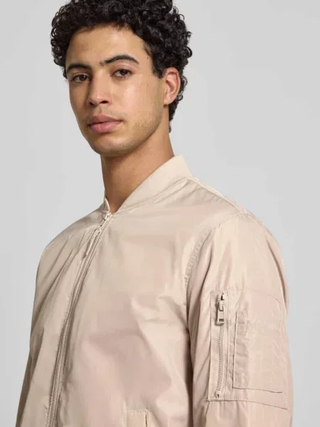 Kurtka blouson o kroju regular fit z kołnierzem w stylu college model JOSHUA' Only & Sons beżowa