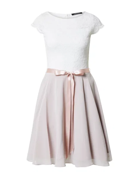 SWING Koktejl obleka ecru / zlata / staro roza