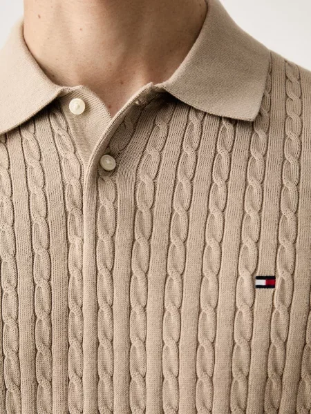 Tommy Hilfiger тениска тип пулове с яка мъжка от бежово