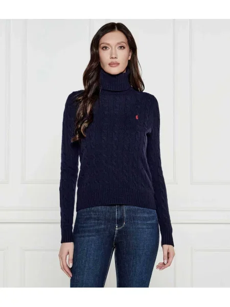 POLO RALPH LAUREN Gyapjú garbó kasmír hozzáadásával kék
