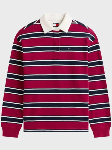 Лонгслив Tommy Jeans в полоску бордовый