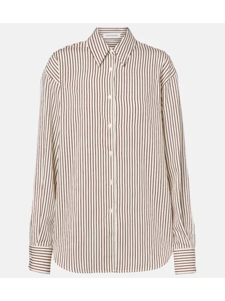 Cămașă The Frankie Shop cu dungi din poplin bej