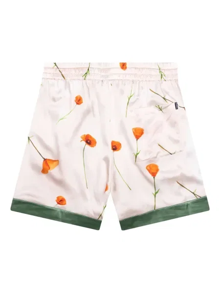 Pantaloni scurți Nahmias de mătase cu dungi cu imagine roz