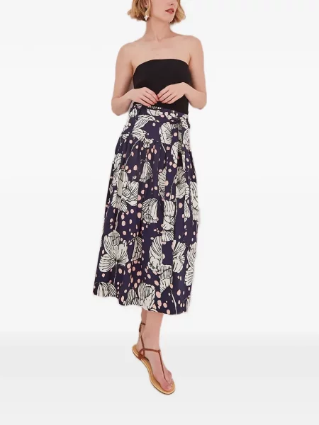 Fustă midi Cara Cara cu model floral cu imagine albastru