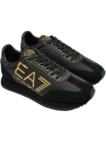 Topánky Emporio Armani Runner Trainers Triple Black/Gold čierna