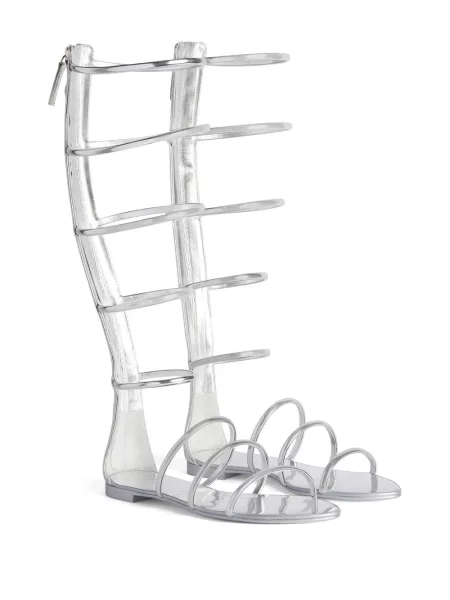 Sandale Giuseppe Zanotti fără toc argintiu