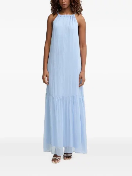 Rochie maxi Haveone cu gât halter albastru