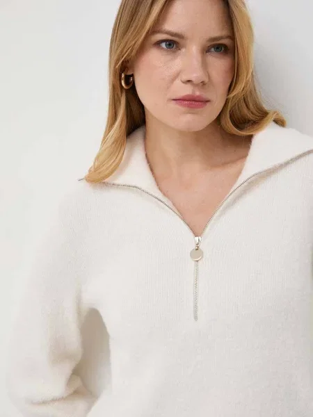 Morgan sweter MNOVI ciepły z golfem beżowy