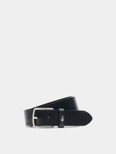 Кожаный ремень Lacoste с ремешками черный