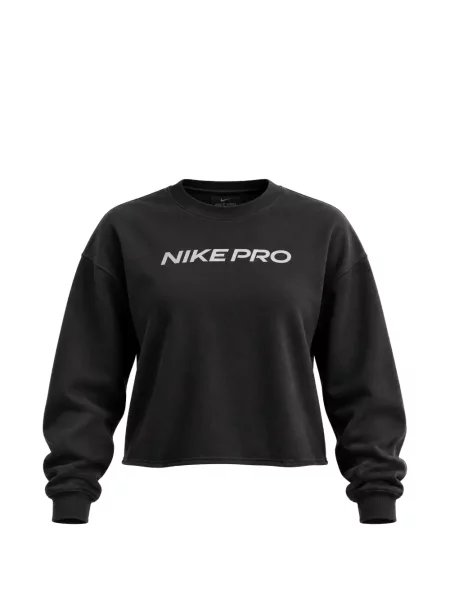 Top Nike cu decolteu rotund din material terry negru