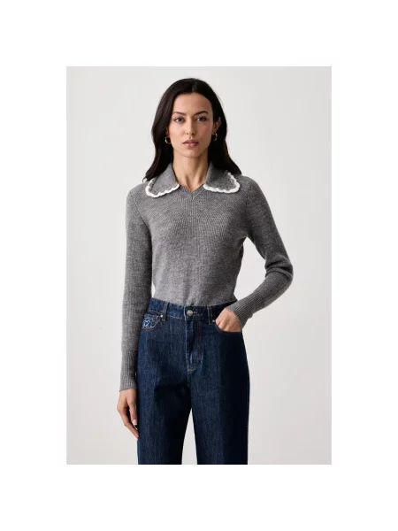 Sweter Twinset wełniany szary