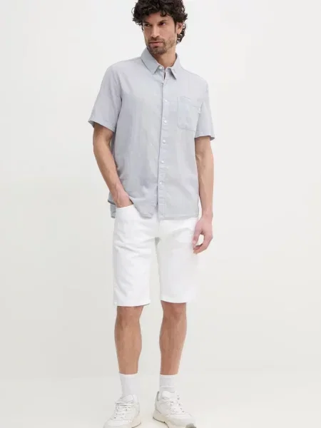 Сорочка з льону Pepe Jeans AMARO regular класичний комір сірий