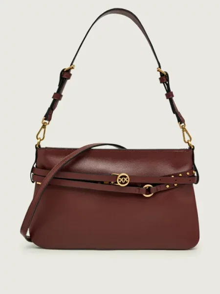 Mini curea Pinko din piele mini bordo