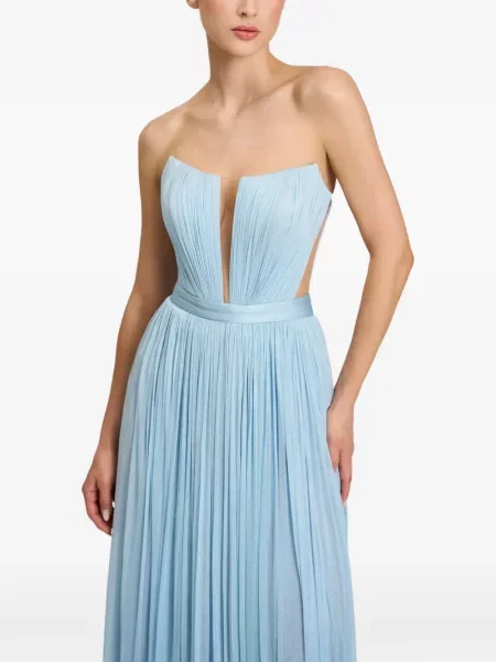 Rochie maxi Cristallini de mătase albastru