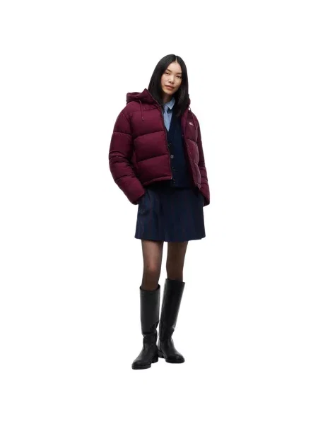Geacă de blugi Tommy Hilfiger cu glugă roșu