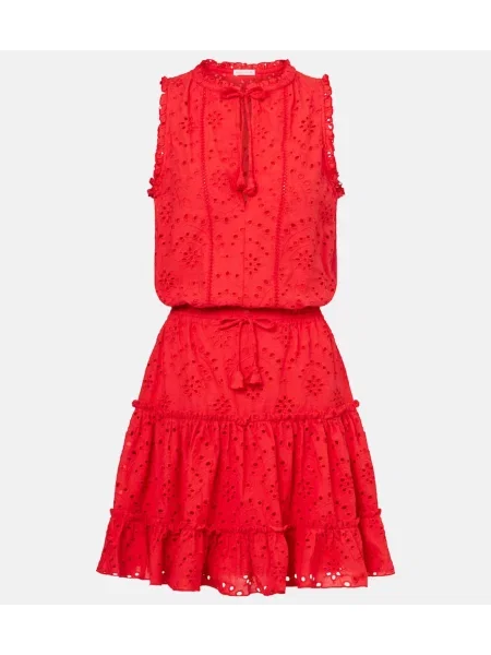 Rochie Poupette St Barth cu broderie roșu