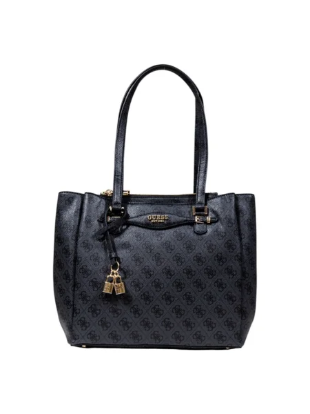 Lniana torebka Guess czarna