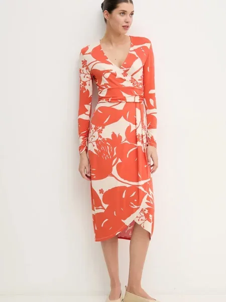 Сукня Marc O'Polo midi розкльошена помаранчевий