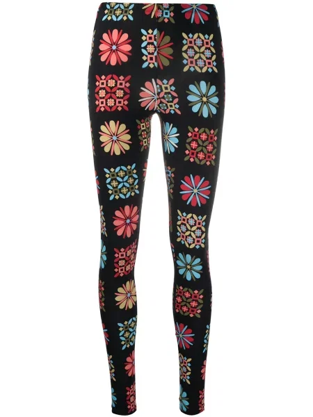 Leggings La Doublej cu model floral stretch negru