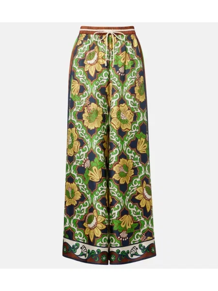 Pantaloni Alemais din satin cu imagine