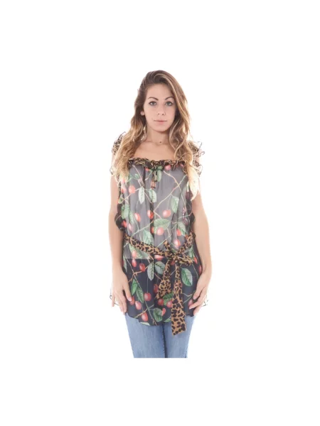 Koszula z krótkim rękawem John Galliano z dekoltem w łódkę z krótkim rękawem czarna