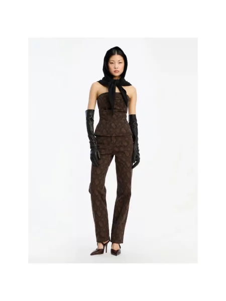 Wielobarwność proste jeansy Rotate Birger Christensen z nadrukiem brązowe