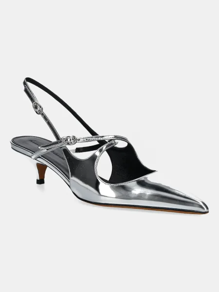 Pantofi cu toc Proenza Schouler din piele argintiu