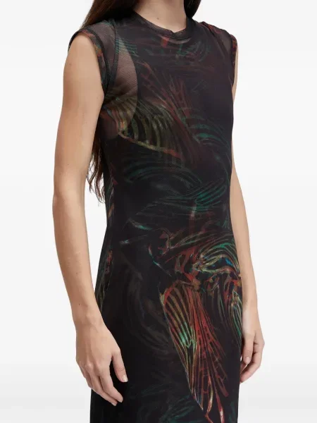 Sukienka midi Osklen bez rękawów z nadrukiem do kolan czarna