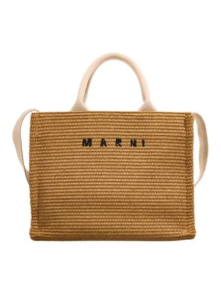 Torba plażowa Marni pleciona brązowa