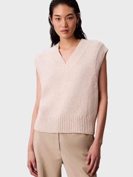 Вовняний джинсовий жилет Calvin Klein Jeans бежевий