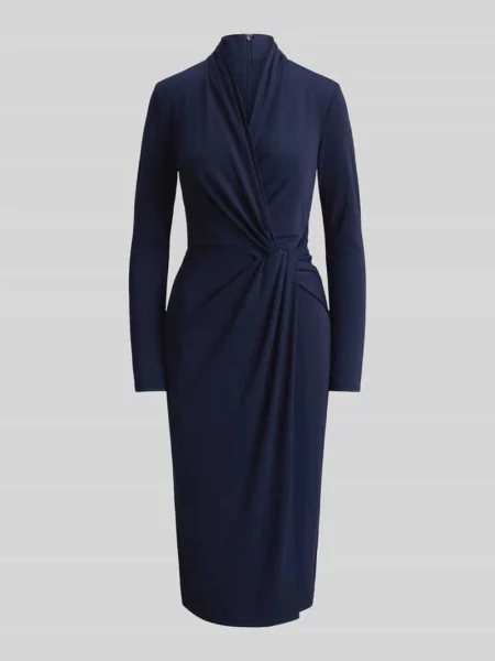 Sukienka do kolan w stylu kopertowym Lauren Ralph Lauren czarna
