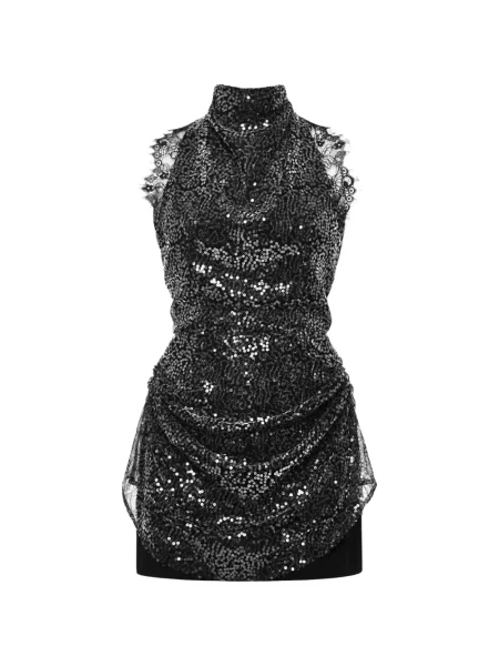 Rochie mini Anouki cu paiete din dantelă negru