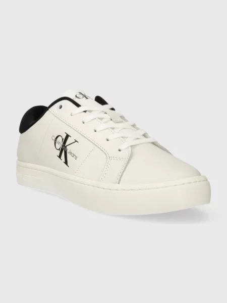 Calvin Klein Jeans Usnjene superge CLASSIC CUPSOLE LOW ML LTH bela