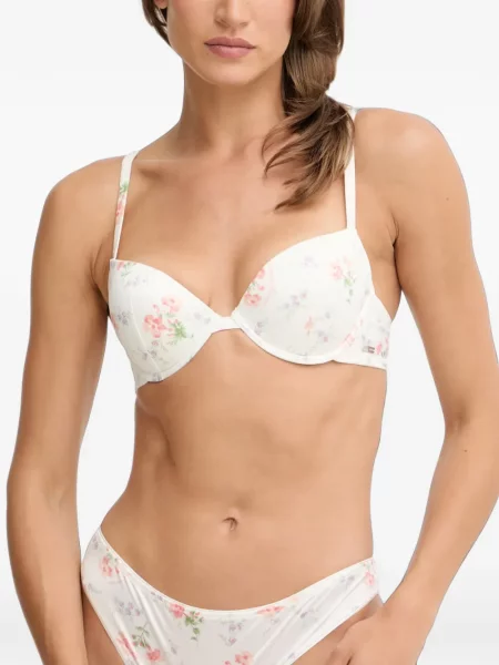 Sutien Emporio Armani cu model floral cu imagine alb