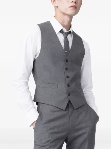 Vestă Thom Browne din țesătură twill gri