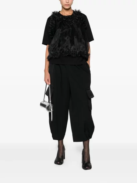 Top Noir Kei Ninomiya cu volane negru