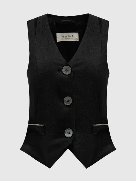 Чорний жилет з льону з ланцюжком моніль Peserico