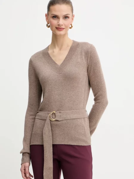 Pulover s dodatkom vune Marciano Guess AFRAH lagane smeđa