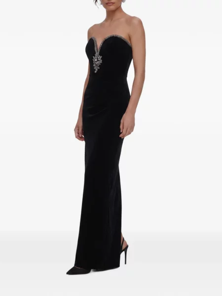 Rochie maxi Self-portrait de catifea negru