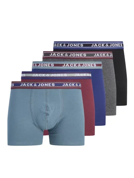 JACK & JONES Boxeri JACOLIVER safir / gri amestecat / roșu burgundy negru