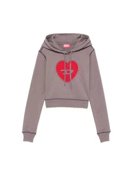 Bluza z kapturem Diesel w serca szara
