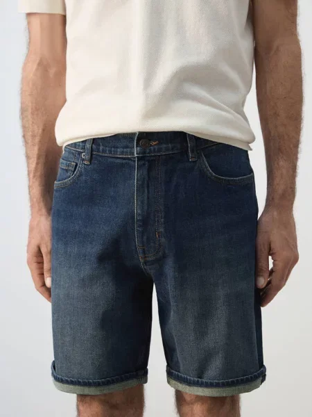 Bermudy dżinsowe slim fit Mężczyzna 46 MANGO MAN ciemnoniebieski
