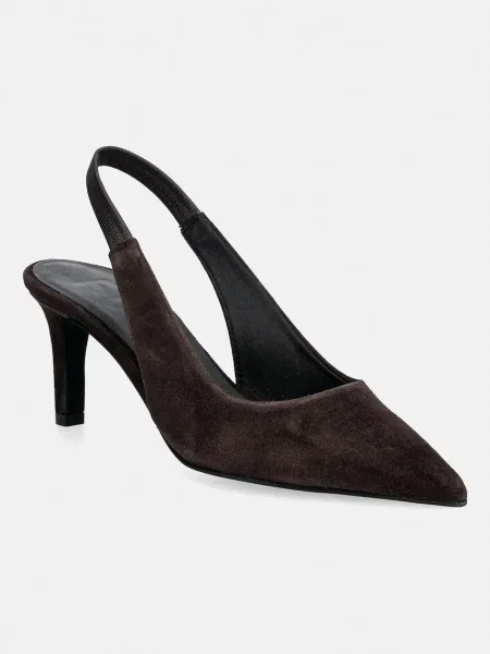 Semišové lodičky Furla Essential Slingback hnědé