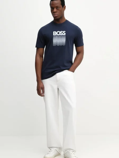 BOSS Orange t-shirt Te_Insignia niebieska