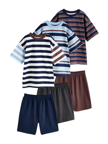 Next Pijamale bleumarin / maro / gri metalic alb