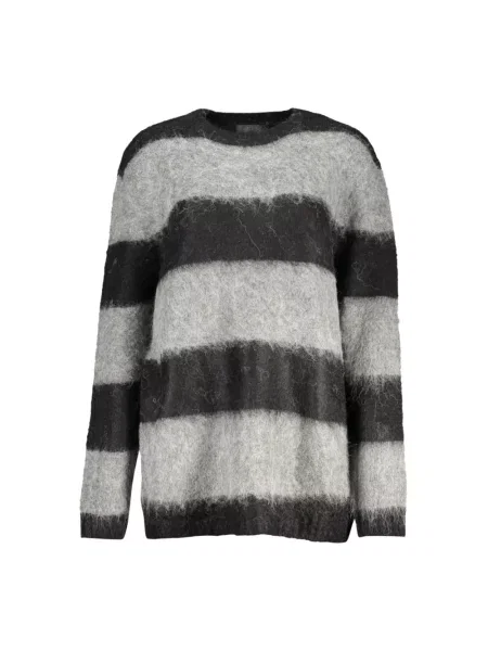 Dzianinowe jeansy Guess w paski z długim rękawem szare