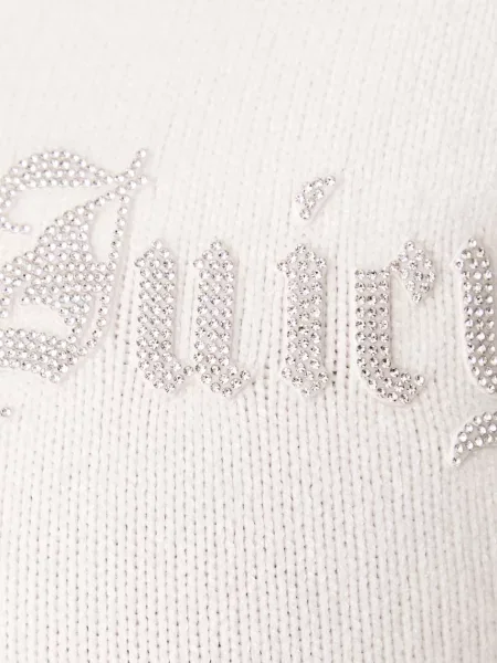 Juicy Couture női kardigán viszkózzal KNIT JUICY DIAMANTE WITH FUR TRIM bézs