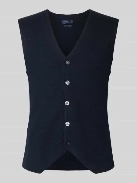 Kamizelka o kroju slim fit z mieszanki wełny Christian Berg Men granatowa