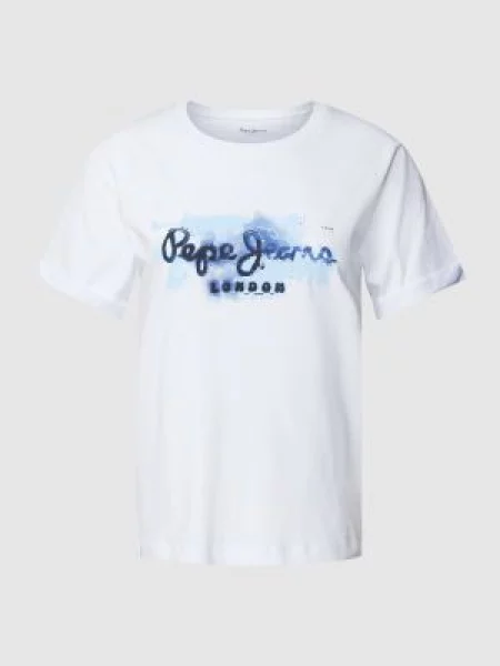 Pepe Jeans T-shirt z krótkim rękawem biało-niebieski S biała